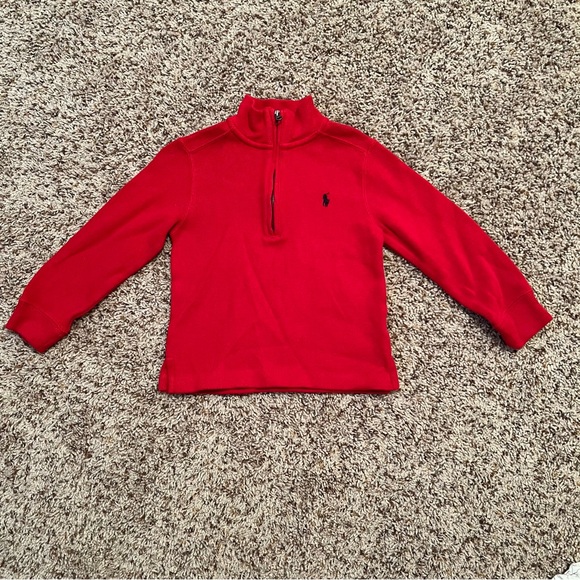 Ralph Lauren toddler boys red quarter zip sweater - Picture 1 of 3